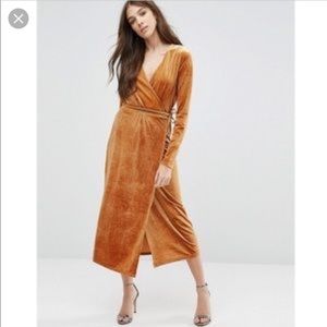 Gold Velvet wrap dress